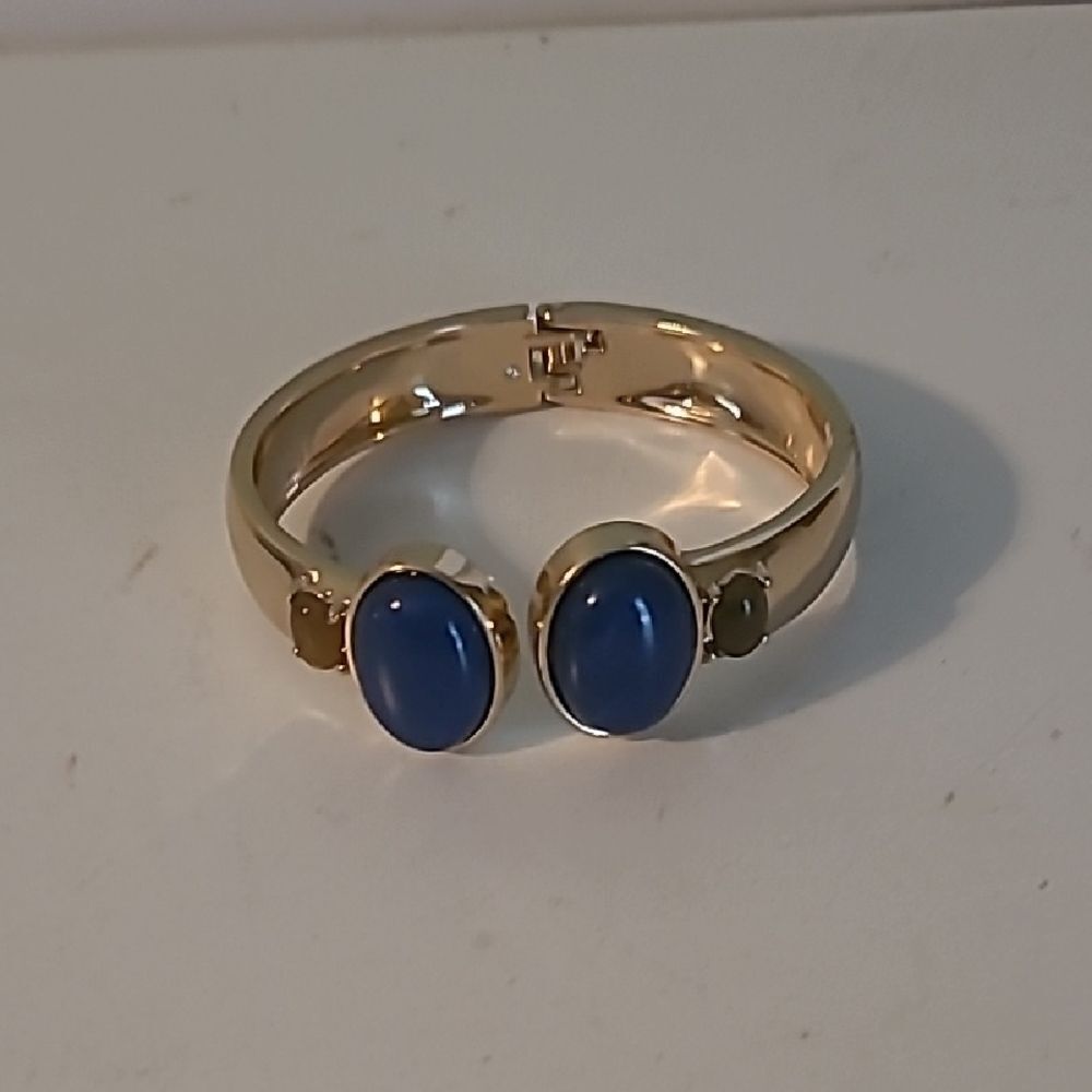 Elegant Cuff  Bracelet with Blue Accents